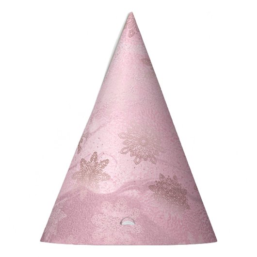 Elegantes rosa Rosengold-Schneeflockenmuster Partyhütchen (Links)
