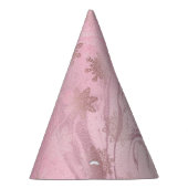 Elegantes rosa Rosengold-Schneeflockenmuster Partyhütchen (Rechts)