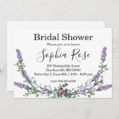 Elegantes rosa Rosenlavender-Brautparty Einladung (Vorne/Hinten)