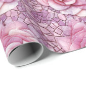 Elegantes rosa Rosenmosaikmuster Geschenkpapier (Rolleneckpunkt)
