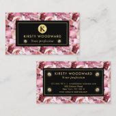 Elegantes rosa Rosenmosaikmuster Visitenkarte (Vorne/Hinten)