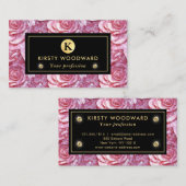Elegantes rosa Rosenmosaikmuster Visitenkarte (Vorne/Hinten)