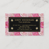 Elegantes rosa Rosenmosaikmuster Visitenkarte (Rückseite)