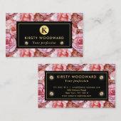 Elegantes rosa Rosenmosaikmuster Visitenkarte (Vorne/Hinten)