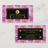 Elegantes rosa Rosenmosaikmuster Visitenkarte (Vorne/Hinten)