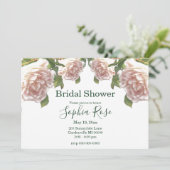 Elegantes rosa Rosenrot Brautparty Einladung (Stehend Vorderseite)