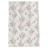 Elegantes rosa Roses-Blume-Muster Mittlere Geschenktüte (Rückseite)
