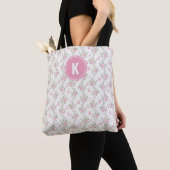 Elegantes rosa Roses Blume Muster Monogramm Tasche (Von Nahem)