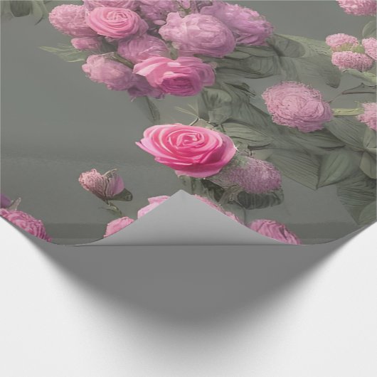 Elegantes rosa Roses Blumenpapier Geschenkpapier (Ecke)