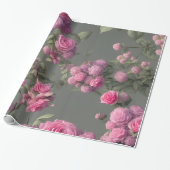 Elegantes rosa Roses Blumenpapier Geschenkpapier (Ungerollt)