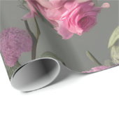 Elegantes rosa Roses Blumenpapier Geschenkpapier (Rolleneckpunkt)