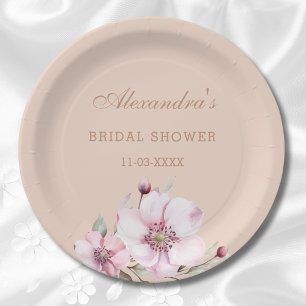 Elegantes Rosa Roses Brautparty Pappteller