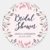 Elegantes rosa Roses Brautparty Runder Aufkleber (Vorderseite)