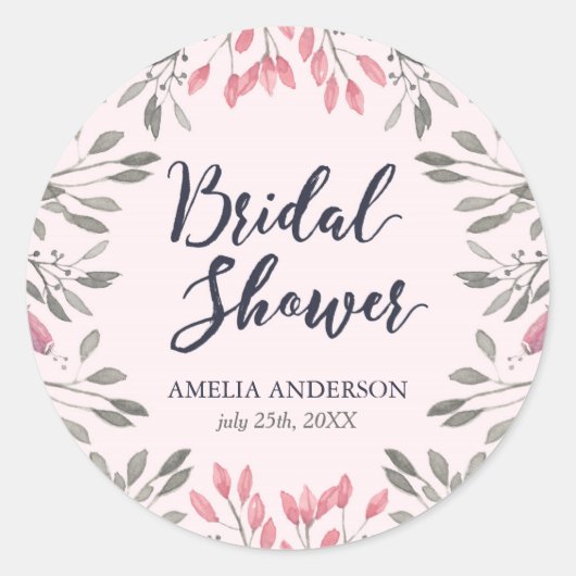 Elegantes rosa Roses Brautparty Runder Aufkleber (Vorderseite)