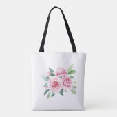 Elegantes rosa Roses Monogramm Tasche (Rückseite)