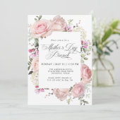 Elegantes rosa Roses Muttertag Brunch Einladung (Stehend Vorderseite)