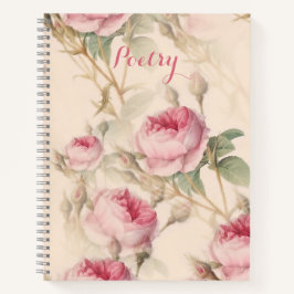 Elegantes rosa Roses Poetry Notebook Notizblock