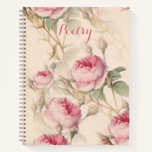 Elegantes rosa Roses Poetry Notebook Notizblock (Vorderseite)