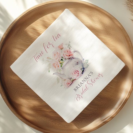Elegantes Rosa Roses Tea Party Brautparty Serviette