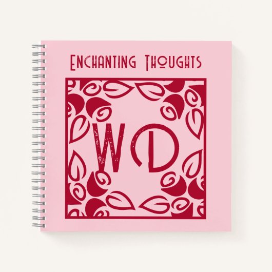 Elegantes Rosa, Rote Blütenkunst, Personalisiertes Notizblock (Vorderseite)