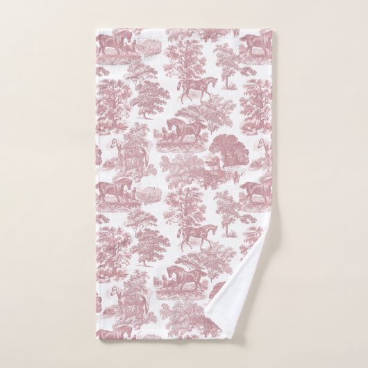 Elegantes Rosa Rustikales Pferdeschild Badhandtuch Set (Handtuch)