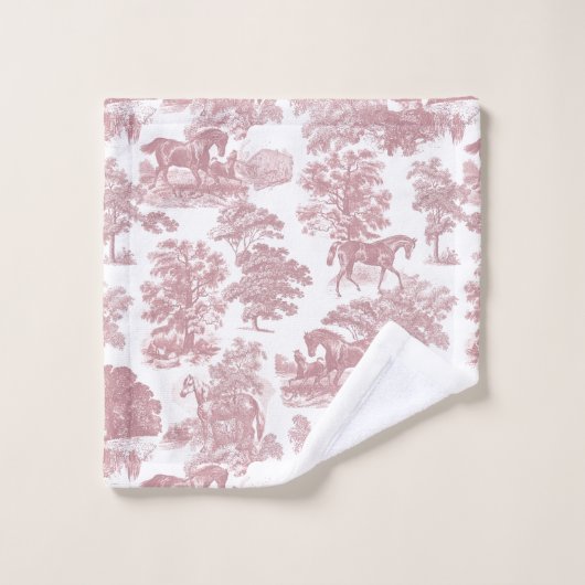 Elegantes Rosa Rustikales Pferdeschild Badhandtuch Set (Waschlappen)