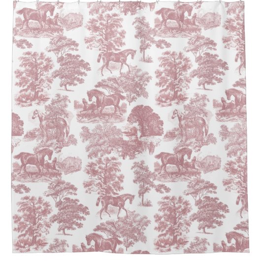 Elegantes Rosa Rustikales Pferdeschild Duschvorhang (Vorderseite)