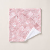 Elegantes, rosa Satin Glitzer Muster Design Glam Badhandtuch Set (Waschlappen)