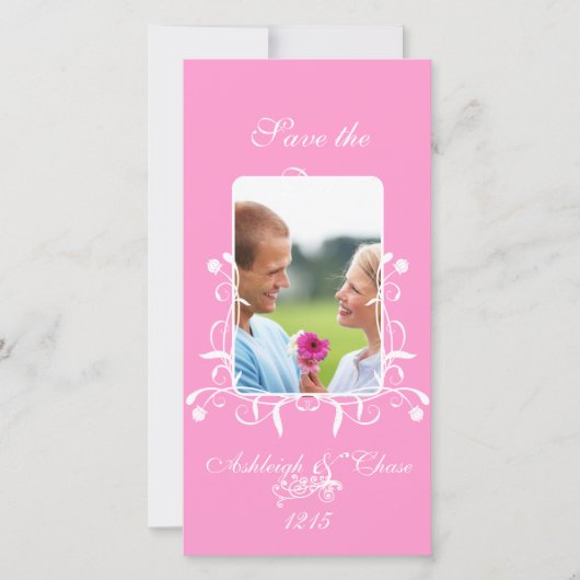 Elegantes Rosa Satin Rette das DateYour-Foto Save The Date (Vorderseite)