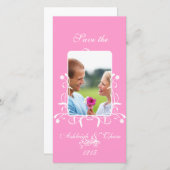 Elegantes Rosa Satin Rette das DateYour-Foto Save The Date (Vorne/Hinten)