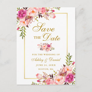 Elegantes Rosa Save the Date Ankündigungspostkarte