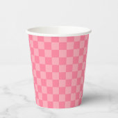 Elegantes rosa Schachbrettmuster Pappbecher (Links)
