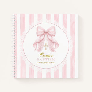 Elegantes rosa Schleife Baby Mädchen Streifen Notizblock