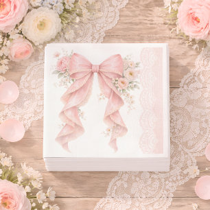 Elegantes rosa Schleife Blumenmädchen Baby Shower Serviette