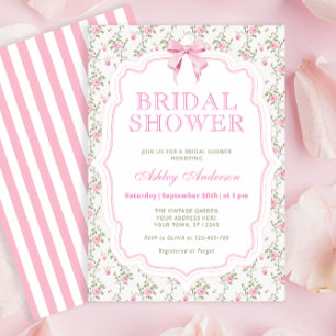 Elegantes rosa Schleife Coquette Hochzeitsdusche-E Einladung