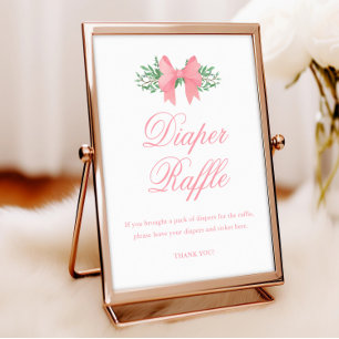 Elegantes rosa Schleife Mädchen Baby Shower Windel Poster