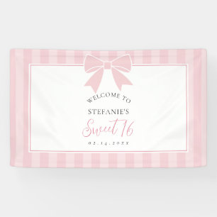 Elegantes rosa Schleife Mädchen Sweet 16 Geburtsta Banner