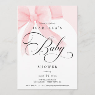 Elegantes rosa Schleifen-Babyshower-Manuskript Einladung