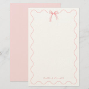Elegantes rosa Schleifen Mädchen Personalisiert Briefpapier