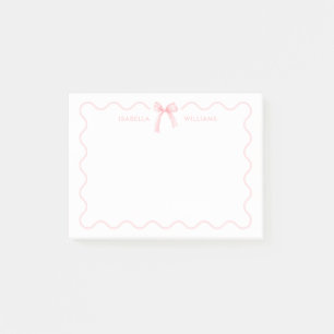 Elegantes rosa Schleifen Mädchen Personalisiert Post-it Klebezettel