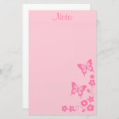 Elegantes rosa Schmetterlings-Blumen-Mädchen Briefpapier (Vorne/Hinten)