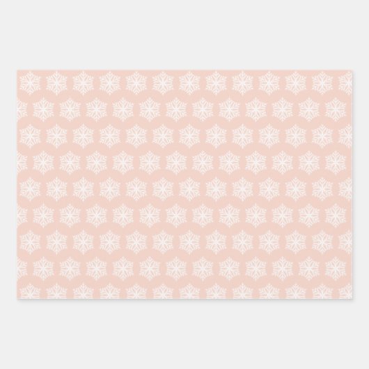 Elegantes Rosa Schneeflocken Weihnachten Geschenkpapier Set (Vorderseite 2)