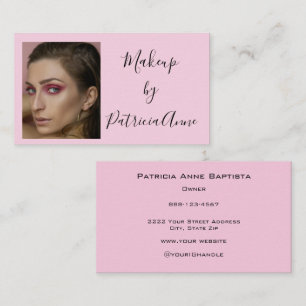 Elegantes Rosa-Schriftfoto-Make-up-Geschäft Visitenkarte