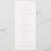 Elegantes rosa Schriftmonogramm Hochzeit Programm (Rückseite)