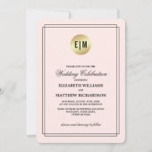 Elegantes Rosa | Schwarz | Goldhochzeit Einladung (Vorderseite)