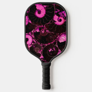 Elegantes rosa, schwarz-nautilus-fossiles Muschel Pickleball Schläger