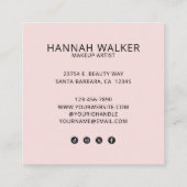Elegantes Rosa Schwarz Schrift 3 Foto Make-up Quadratische Visitenkarte (Rückseite)