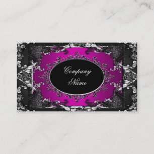 Elegantes Rosa Schwarz Silber Glamour Visitenkarte