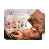 Elegantes Rosa Schwarz speichern Sie das Datumsmag Magnet (Horizontal)