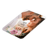 Elegantes Rosa Schwarz speichern Sie das Datumsmag Magnet (Linke Seite)